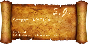 Sorger Júlia névjegykártya